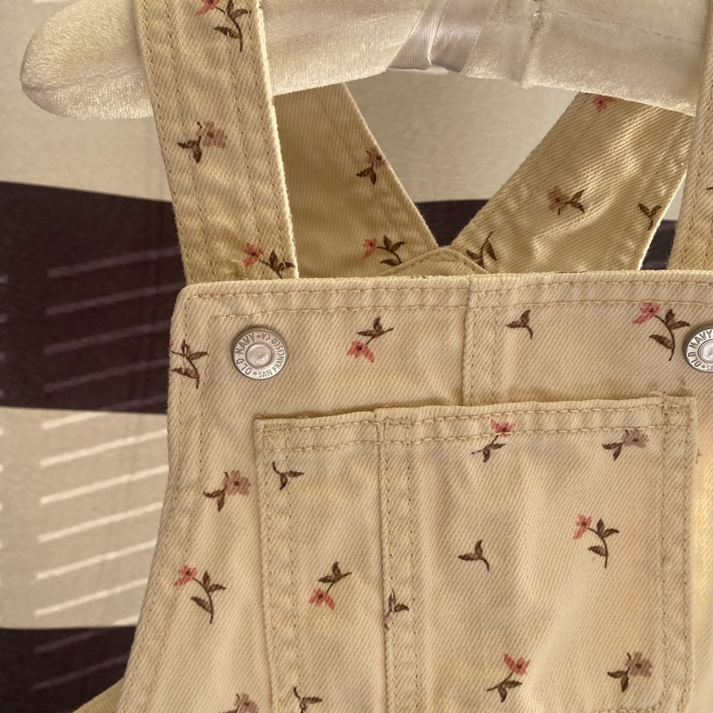 Cream with flowers denim jumper dress